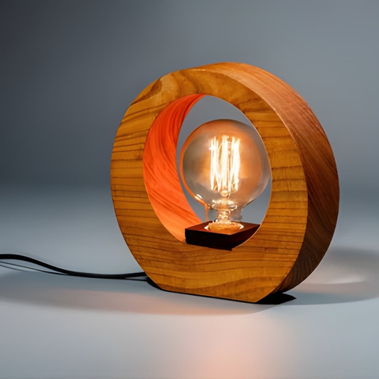 Handcrafted Wooden LED Table Lamp – Modern Home & Bedside Decor