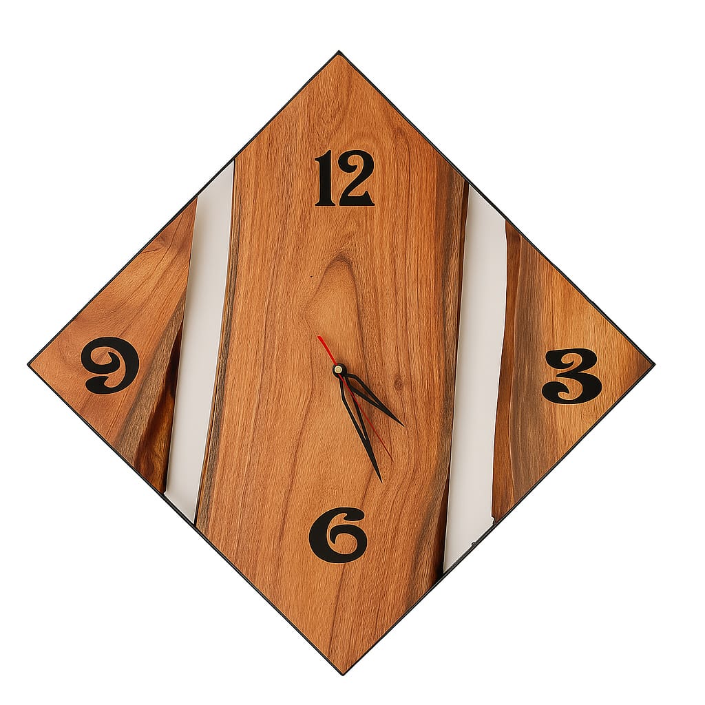Square Shaped Wooden Clock