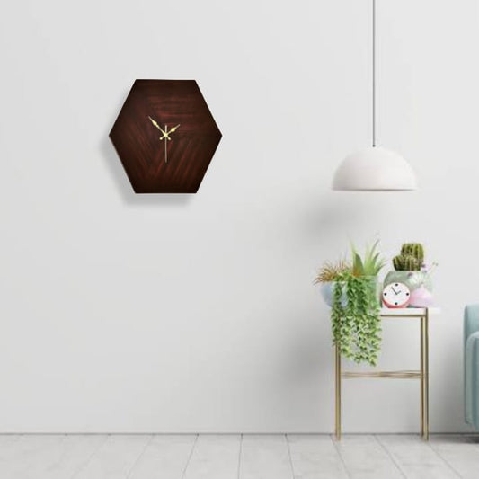 Elegant Wooden Hexagon Clock